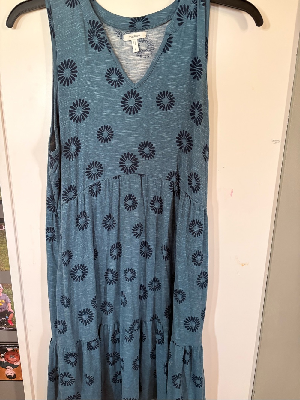 Maurices Teal Floral Tiered Sleeveless Maxi Dress